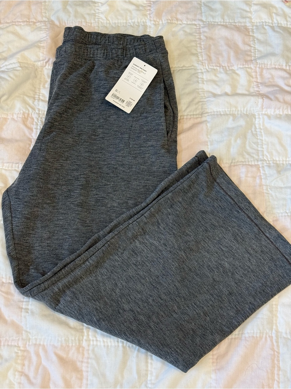 Athleta Wide-Leg Sunday Rib Pants in Charcoal Heather